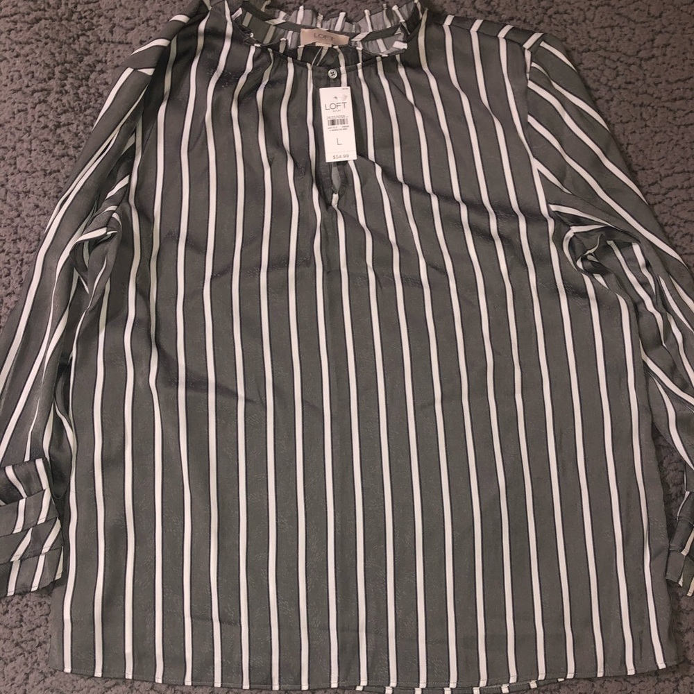 Loft gray stripped blouse.